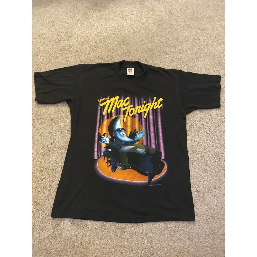 Vintage Single Stitch Black T-Shirt McDonald's  Make It MAC Tonight Sz L 88